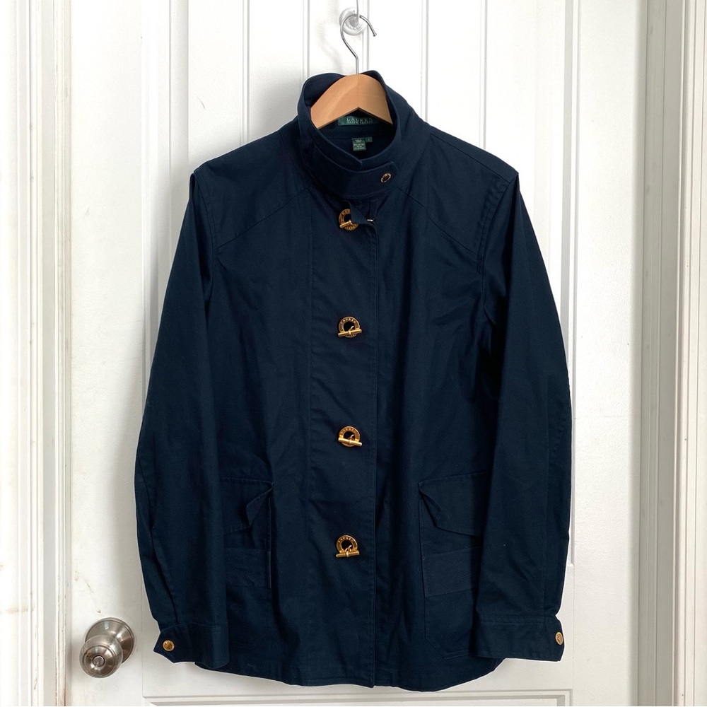 LRL • Ralph Lauren • Cotton Utility Jacket • Navy / Gold Toggle Closure • Size L